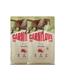 CARNILOVE True Fresh Dog Duck Adult 2x12 kg suché krmivo s čerstvou kachnou pro dospělé psy