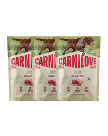 CARNILOVE True Fresh Dog Duck Adult Small Breeds 3x1,5 kg suché krmivo s čerstvou kachnou pro dospělé psy malých plemen