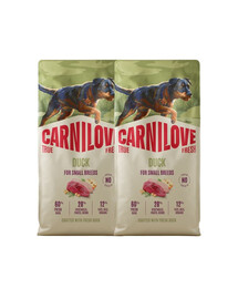 CARNILOVE True Fresh Dog Duck Adult Small Breeds 2x12 kg suché krmivo s čerstvou kachnou pro dospělé psy malých plemen
