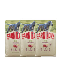 CARNILOVE True Fresh Dog Duck Adult Large Breeds suché krmivo s čerstvou kachnou pro dospělé psy velkých plemen 3x4 kg