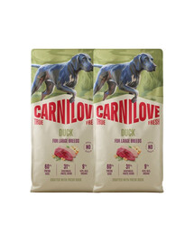 CARNILOVE True Fresh Dog Duck Adult Large Breeds 2x12 kg suché krmivo s čerstvou kachnou pro dospělé psy velkých plemen