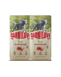 CARNILOVE True Fresh Dog Duck Junior Large 2x12 kg suché krmivo s čerstvou kachnou pro mladé psy velkých plemen