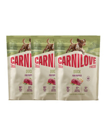 CARNILOVE True Fresh Dog Duck Puppies suché krmivo s čerstvou kachnou pro štěňata 3x1,5 kg