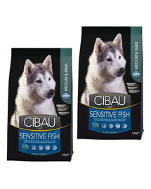 CIBAU Sensitive Adult Medium/Maxi 2 x 12kg+2 kg Kompletní krmivo pro dospělé psy