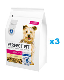 PERFECT FIT Adult 1+ Kompletní krmivo pro dospělé psy malých plemen, bohaté na kuřecí maso 3x2,6 kg