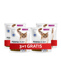 PERFECT FIT Antihairball 1+ 4 x 750 g kompletní krmivo pro dospělé kočky bohaté na kuřecí maso 3+1 ZDARMA