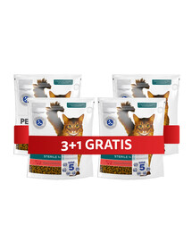 PERFECT FIT Sterile 1+ 4 x 750 g kompletní krmivo pro dospělé kočky bohaté na hovězí maso 3+1 ZDARMA