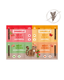 SANABELLE Masové tyčinky - směs 40 g, mix 4 příchutí, pamlsek pro kočky