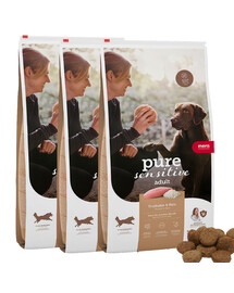 MERA Dog Pure Sensitive Adult Turkey Rice 3x4 kg krůta s rýží, suché krmivo pro citlivé psy