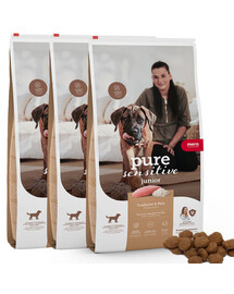 MERA Dog Pure Sensitive Junior Turkey Rice 3x4 kg krůta s rýží, suché krmivo pro citlivá štěňata