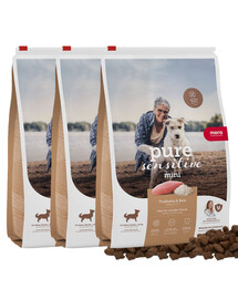 MERA Dog Pure Sensitive Adult Mini Turkey Rice 3x4 kg krůta s rýží granule pro citlivé psy malých plemen
