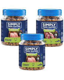 SIMPLY FROM NATURE Smart Bites Monoproteinové pamlsky s drůbežím masem 3x 130g