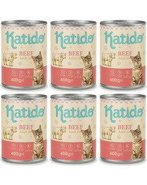 KATIDO Adult Cat Beef 6x400 g hovězí s lososovým olejem pro kočky