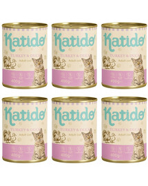 KATIDO Adult Cat Turkey & Duck 6x400 g krůta a kachna s lososovým olejem pro kočky