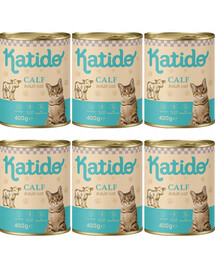 KATIDO Adult Cat Veal 6x400 g telecí maso s lososovým olejem pro kočky