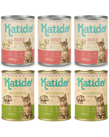KATIDO Adult Cat Sada pro kočky s červeným masem 6 x 400 g mokré krmivo pro kočky
