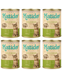 KATIDO Adult Cat Wild Boar 6x400 g kanec s lososovým olejem pro kočky