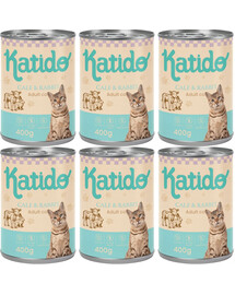 KATIDO Adult Cat Veal and Rabbit 6x400 g telecí a králičí maso s lososovým olejem pro kočky