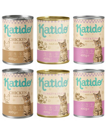 KATIDO Adult Cat Směs příchutí s drůbežím masem 6 x 400g mokré krmivo pro kočky