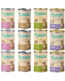 KATIDO Adult Cat Mix of Flavours 12 x 400g mokré krmivo s lososovým olejem pro kočky