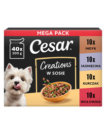 CESAR Creations Smíšené příchutě (hovězí, kuřecí, jehněčí, krůtí) 40 x 100 g mokré krmivo pro dospělé psy