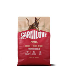 CARNILOVE Active Cat Lamb and Wild Boar Sterilised 2 kg jagnięcina i dzik, dla kotów sterylizowanych