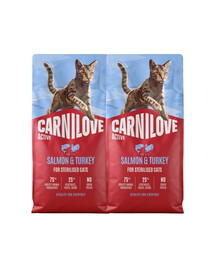 CARNILOVE Active Cat Salmon & Turkey Sterilized 2x6 kg losos a krůta, pro sterilizované kočky