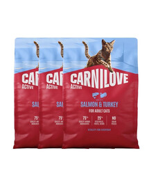 CARNILOVE Active Cat Salmon & Turkey Adult 3x2 kg losos a krůta, pro všechny dospělé kočky