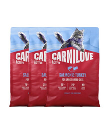 CARNILOVE Active Cat Salmon & Turkey Adult Large 3x2 kg losos a krůta, pro kočky velkých plemen