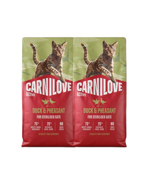 CARNILOVE Active Cat Duck & Pheasant Sterilized 2x6 kg kachna a bažant, pro sterilizované kočky