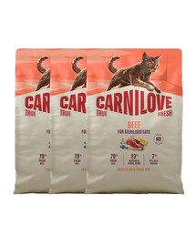 CARNILOVE True Fresh Cat Beef Sterilised 3x2 kg hovězí, pro kastrované kočky