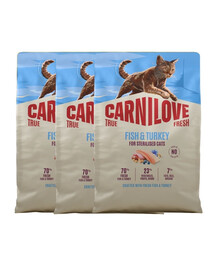 CARNILOVE True Fresh Cat Fish and Turkey Sterilised 3x2 kg ryba a krocan, pro kočky po sterilizaci