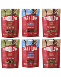 CARNILOVE Crunchy Snack Mix příchutí 6x50 g křupavé pamlsky pro kočky