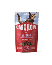 CARNILOVE Soft Snack Cat Sardine 50 g se sardinkou a jahodami, měkké pamlsky pro kočky