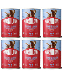 CARNILOVE Dog Can Turkey and Salmon Puppies 6x400g paštika s krůtím masem a lososem pro štěňata