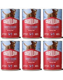 CARNILOVE Dog Can Turkey and Salmon 6x400g paštika s krůtím masem a lososem pro dospělé psy