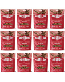 CARNILOVE Dog Jerky Turkey with Venison 12x100g pamlsky z krůty a zvěřiny pro dospělé psy