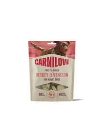 CARNILOVE Dog Freeze Dried Turkey and Venison 60 g liofilizované pamlsky s krůtím a zvěřinou pro psy