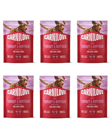 CARNILOVE Dog Pouch Turkey & Buffalo 6x300g mokré krmivo pro dospělé psy s krůtou a buvolí srdíčkem