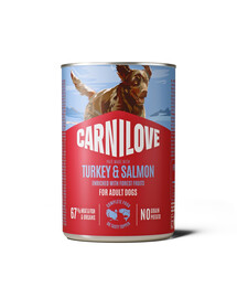 CARNILOVE Dog Can Turkey and Salmon 400g paštika s krůtím masem a lososem pro dospělé psy