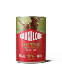 CARNILOVE Dog Can Duck and Pheasant 400g paštika s kachnou a bažantem pro dospělé psy