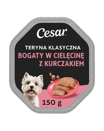 CESAR Classic Teryna s kousky telecího a kuřecího masa 150 g kompletní mokré krmivo pro dospělé psy