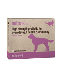 NUTRAVET Nutraflora 12 probiotických kapslí podporující střeva a imunitu psů a koček