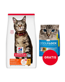 HILL'S Science Plan Feline Adult Chicken 10 kg pro dospělé kočky + 6 kg steliva pro kočky ZDARMA