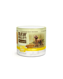 RAW PALEO Cabanossi Turkey Mini 100g krůta, polomokré kompletní krmivo ve formě klobás pro psy