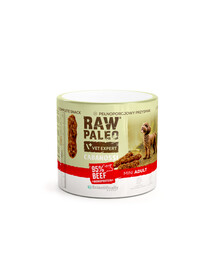 RAW PALEO Cabanossi Beef Mini 100g hovězí, polomokré kompletní krmivo ve formě klobás pro psy