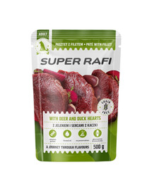 SUPER RAFI s jeleními a kachními srdci 500 g krmivo pro psy