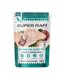 SUPER RAFI s perličkou a hovězími játry 500 g krmivo pro psy