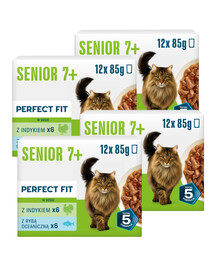 PERFECT FIT Senior 7+ Mix Chutí 48 x 85g krmivo pro starší kočky
