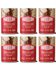 CARNILOVE Dog Can Lamb and Wildboar 6x400g pasztet z jagnięciną i dzikiem dla dorosłych psów